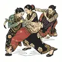four people formally bowing and curtseying  tattoo design idea