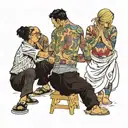 four people formally bowing and curtseying  tattoo design idea