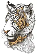 steampunk White tiger head tattoo design idea
