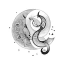 Capricorn symbol with moon and stars tattoo design idea