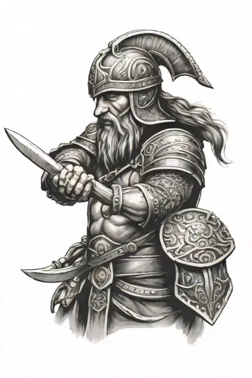 vikings warrior black tattoo design idea