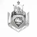 letter J with crown and superman symbol  tattoo design idea
