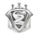 letter J with crown and superman symbol  tattoo design idea