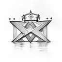 letter J with crown and superman symbol  tattoo design idea