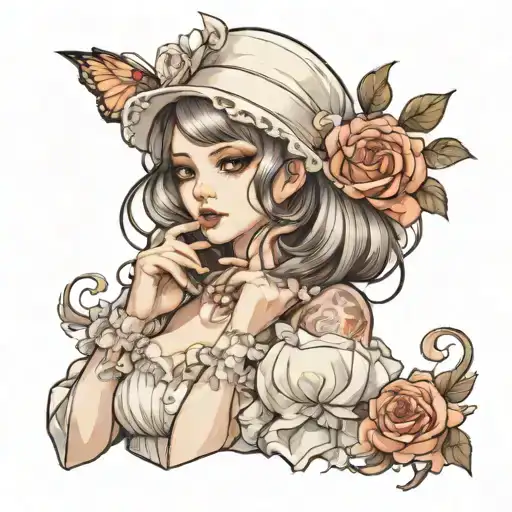 girl in white lolita fashion  tattoo design idea