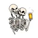 skeleton hand holding a cigarette and a beer tattoo design idea