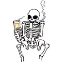 skeleton hand holding a cigarette and a beer tattoo design idea