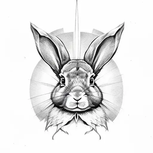 rabbit with black angel wings tattoo design idea