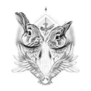 rabbit with black angel wings tattoo design idea