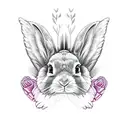 rabbit with black angel wings tattoo design idea