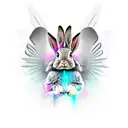 rabbit with black angel wings tattoo design idea