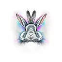 rabbit with black angel wings tattoo design idea
