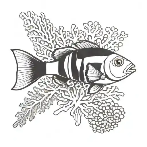 clownfish among coral reef tattoo design idea