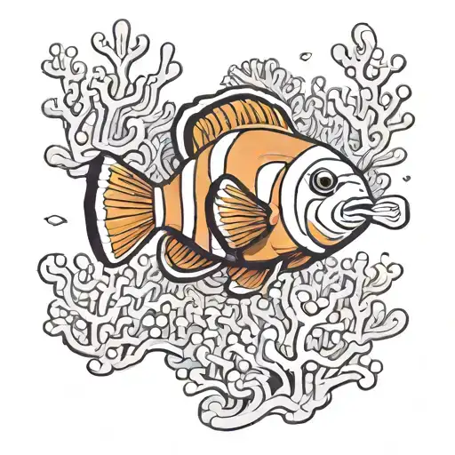 clownfish among coral reef tattoo design idea