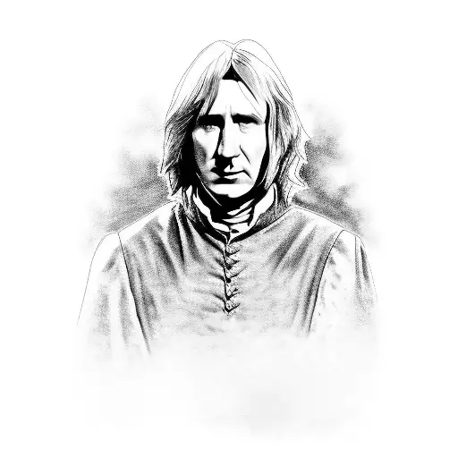 A realistic portrait of Severus Snape tattoo design idea