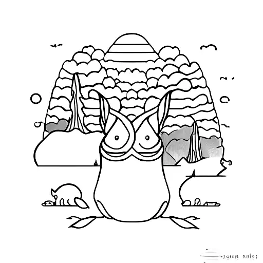 one white and one black rabbit sitting back to back tattoo design idea