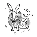 one white and one black rabbit sitting back to back tattoo design idea