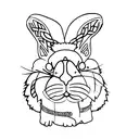 one white and one black rabbit sitting back to back tattoo design idea