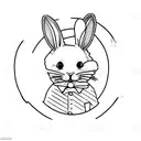 one white and one black rabbit sitting back to back tattoo design idea