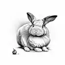 one white and one black rabbit sitting back to back tattoo design idea