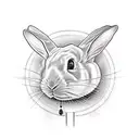 one white and one black rabbit sitting back to back tattoo design idea