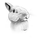 one white and one black rabbit sitting back to back tattoo design idea