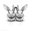one white and one black rabbit sitting back to back tattoo design idea