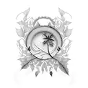 hoop branch with leaves tattoo design idea