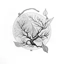 hoop branch with leaves tattoo design idea