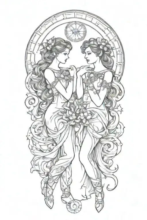 Gemini zodiac sign as people tattoo design idea