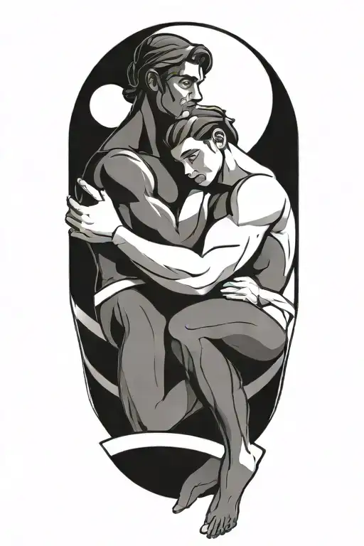 Gemini zodiac sign as person posing tattoo design idea