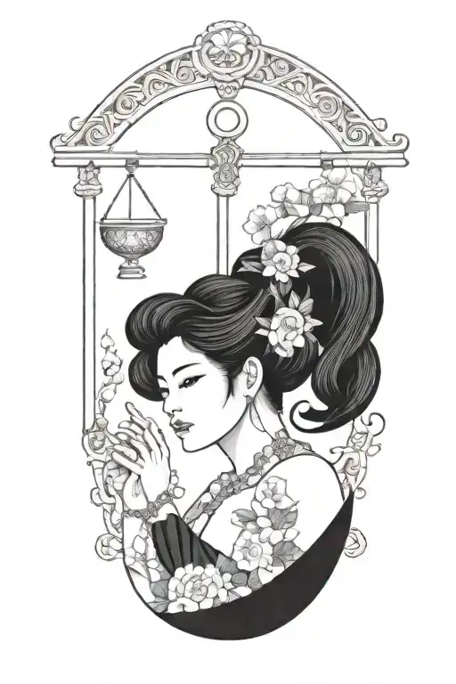 Libra zodiac sign as person tattoo design idea