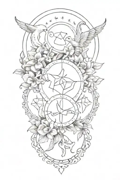 A tattoo featuring zodiac signs Libra, Taurus, Gemini tattoo design idea