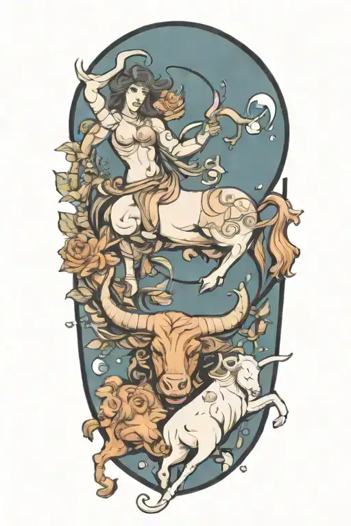 Taurus zodiac sign combined with Libra and Gemini sign  tattoo design idea