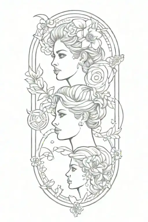 A tattoo featuring zodiac signs Libra, Taurus, Gemini as women tattoo design idea