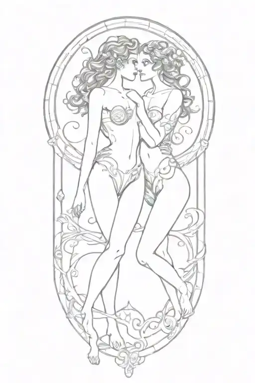 Gemini zodiac sign as person posing tattoo design idea