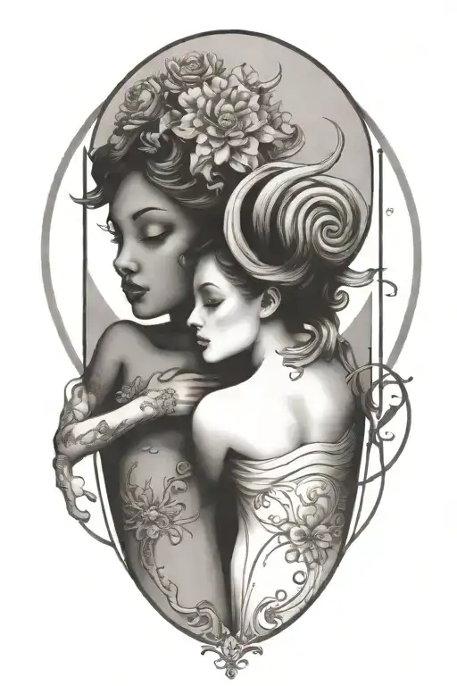 Gemini zodiac sign as people tattoo design idea