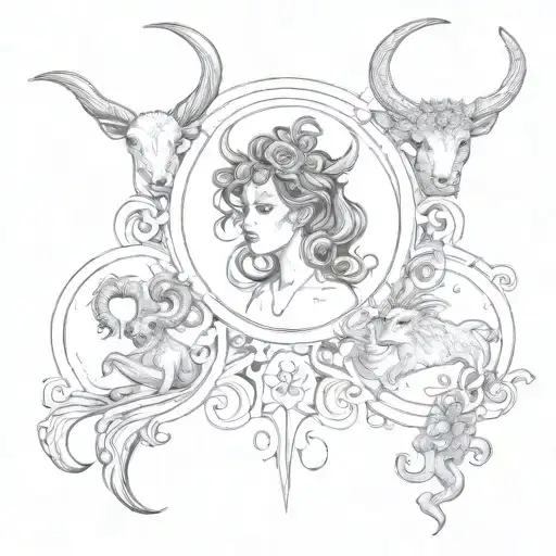 zodiac signs taurus, Libra and gemini tattoo design idea