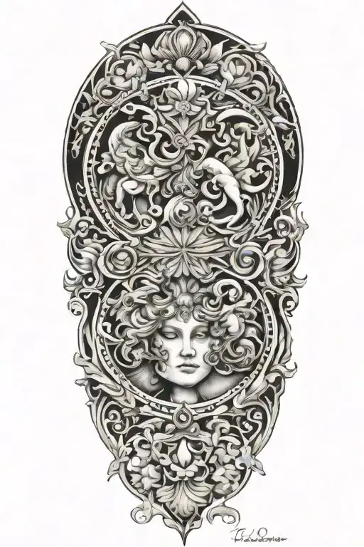 Gemini zodiac sign formed tattoo design idea