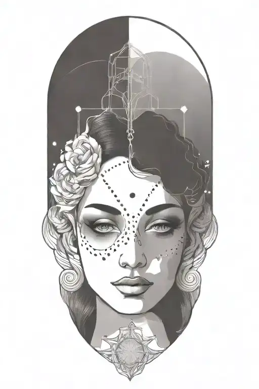 Gemini zodiac sign as person posing tattoo design idea
