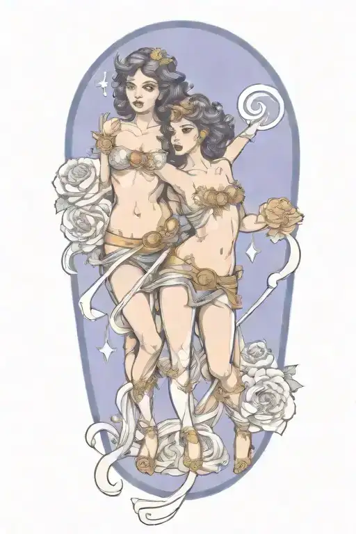Gemini zodiac sign tattoo design idea