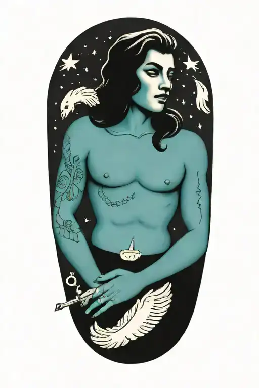 Gemini zodiac sign as person posing tattoo design idea