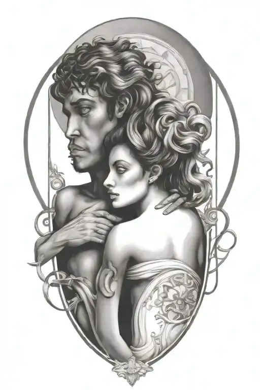 Gemini zodiac sign as people tattoo design idea