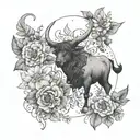 A dreamy tattoo design featuring Taurus, Libra, and Gemini as ethereal beings adorned with intricate floral details in a serene natural setting tattoo design idea