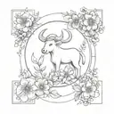 A mystical composition showcasing Taurus, Libra, and Gemini as celestial characters surrounded by an abundance of blooming flowers and enchanting nature elements tattoo design idea