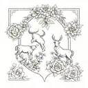 A mystical composition showcasing Taurus, Libra, and Gemini as celestial characters surrounded by an abundance of blooming flowers and enchanting nature elements tattoo design idea