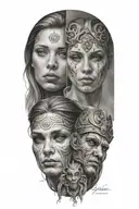 Gemini zodiac sign as people posing tattoo design idea