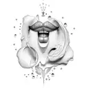 iced tea with lips tattoo design idea