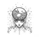 iced tea with kids tattoo design idea