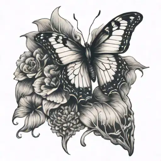 butterfly flying tattoo design idea